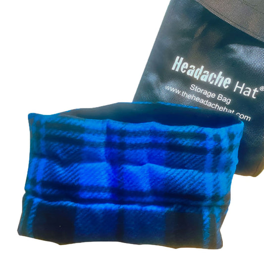 Headache Hat™:  Blue Plaid VERY SMALL size